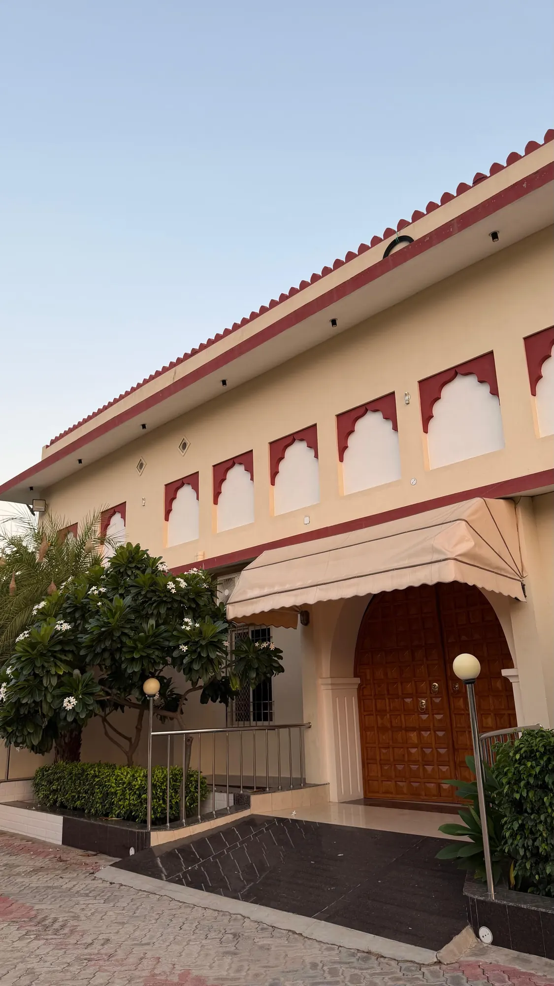 The arched facade and main entrance